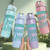 1PC Dance Dad Cursive Letter Art 750ml Color Plastic Sports Water Bottle Leakproof Flip Straw Lid Suitable for Sports Office Home Use