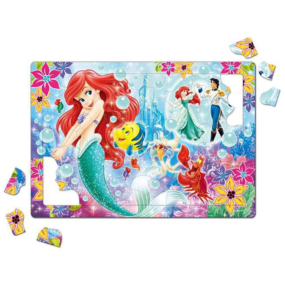 Tenyo Disney Princess Child Puzzle 60-80 Pieces Antibacterial Coating Storage Cover for Kids Ages 4 and Up