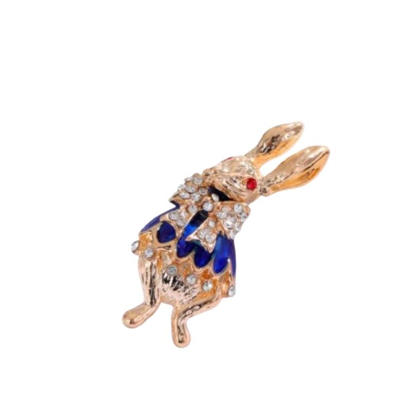 [HS][LA]1Pc Retro Rabbit Glazed Rhinestone Brooches For Women Clothing Coat Jewelry Accessries Gift