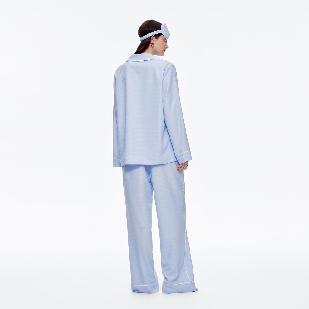 Customized pajamas women's spring and autumn high-end grinding loose casual long-sleeved suit trousers loungewear