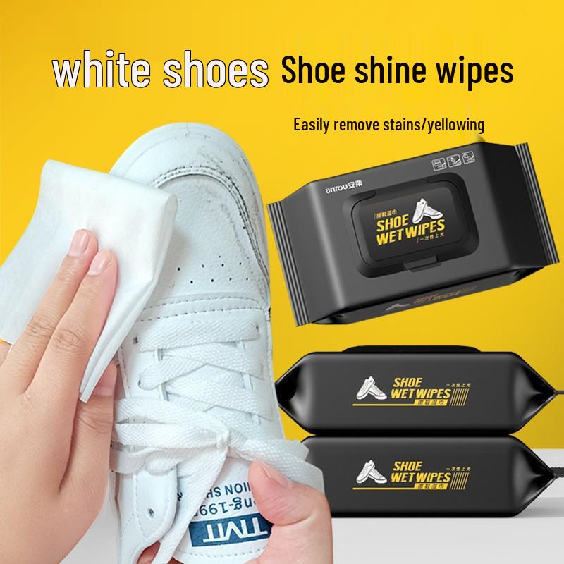 Disposable White Sneaker Cleaner Wipes - No-Rinse Stain Remover Portable Pack