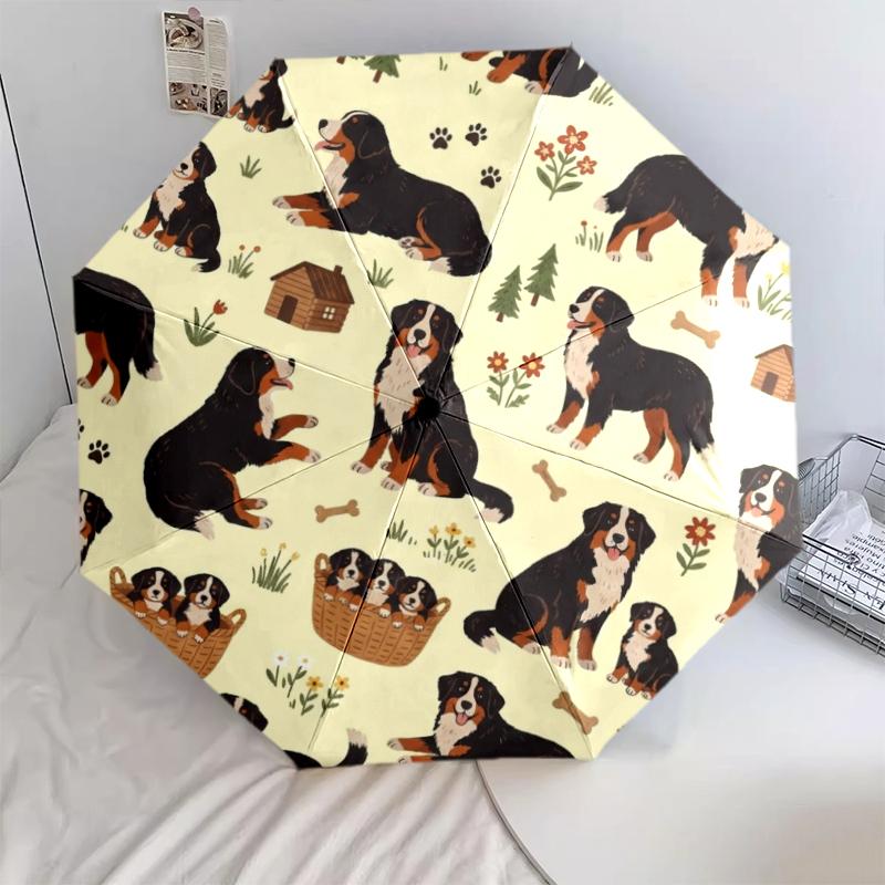 1 PC Automatic Folding Umbrella - Cute Dog Pattern, Portable & Foldable Design with 8 Ribs, Christmas Birthday Gifts