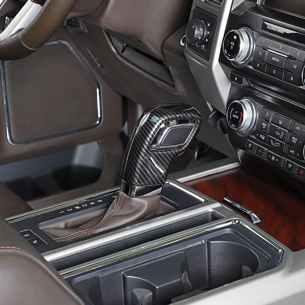 ABS Carbon Fiber Gear Shift Knob Cover Stick Shifter Cap Cover for 2015-2020 Ford F150