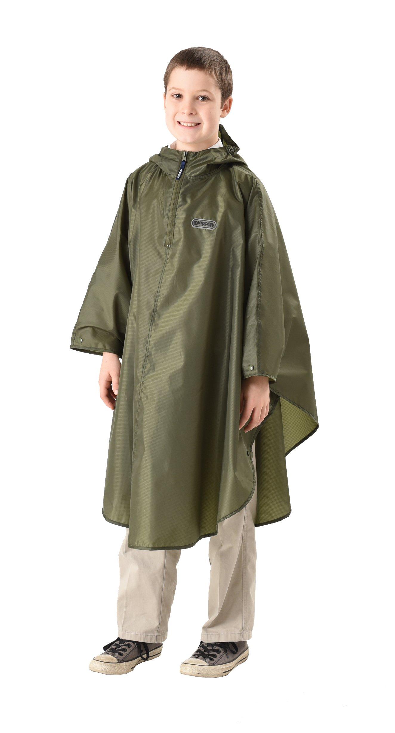 

OUTDOOR PRODUCTS Rain 6 3 Children s Poncho, Colors, Sizes, Khaki, 130, 125-135cm, ODPKRP-KH-130 зелёный