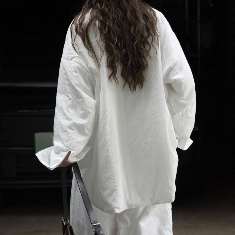 Johnature Winter Korean Style Simple Casual Round Neck Lace Double-Layer Loose Thick Warm Women Tops