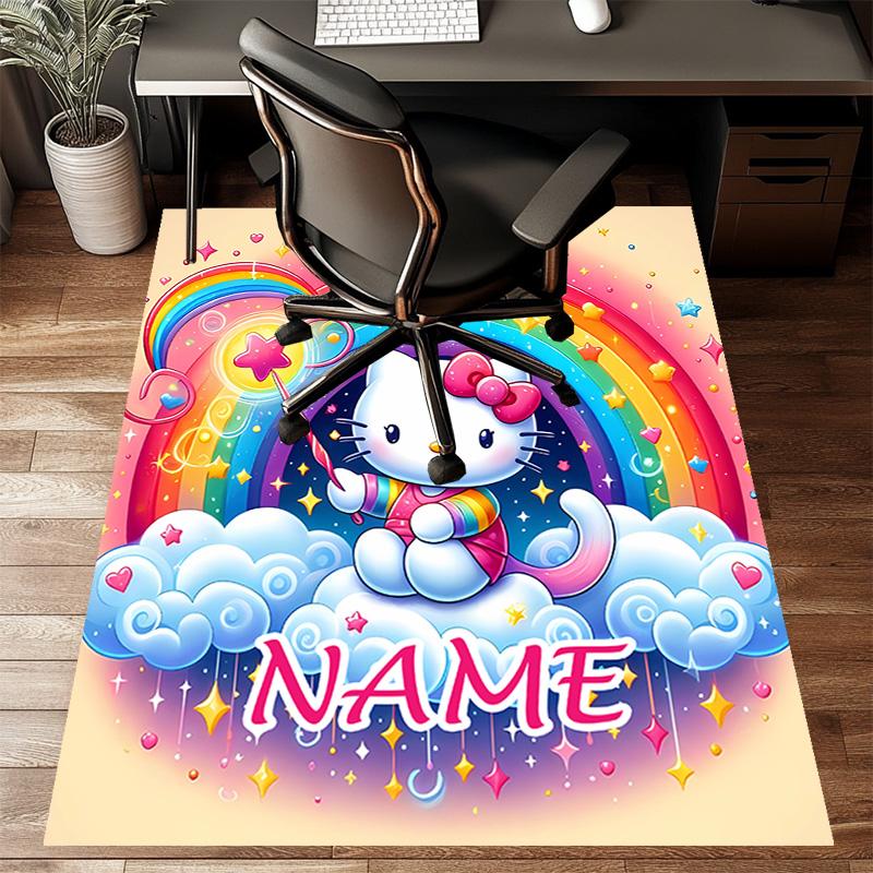 Custom HelloKitty Mat Personalized Name, Polyester Washable Indoor Entryway Rug, Gift for Christmas, Easter, Thanksgiving Day