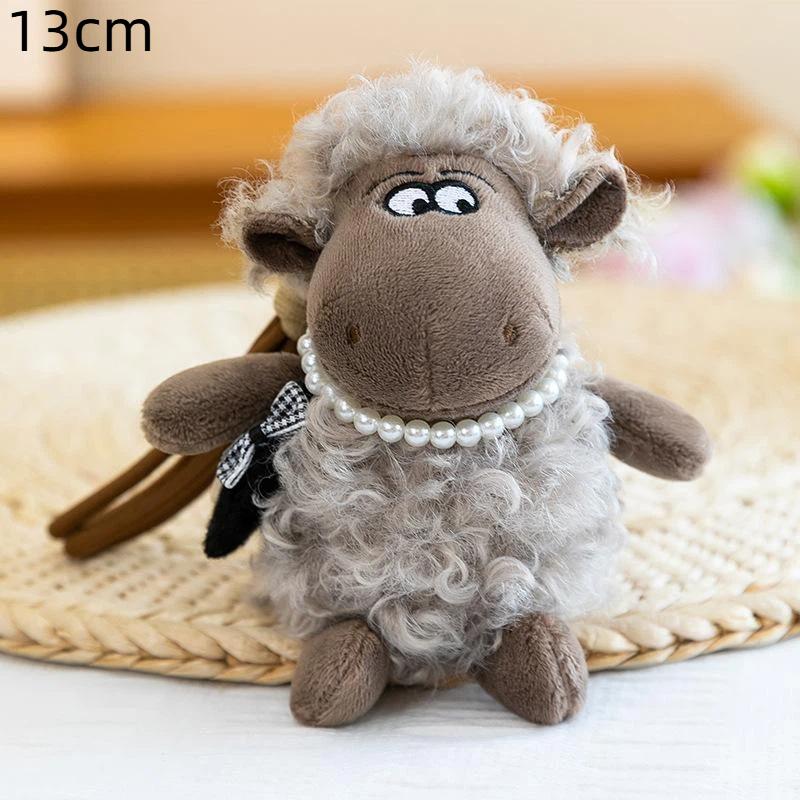 13Cm Cute Vintage Curly Sheep Plush Keychain Soft Handmade Plush Animal Pendant For Backpack Key Decoration Birthday Gift