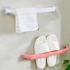 Plastic Shoe Rack Without Punching Extended Bathroom Double Pole Wall Mounted Slippers Storage Rack Household Colored Self-adhesive Towel Rack