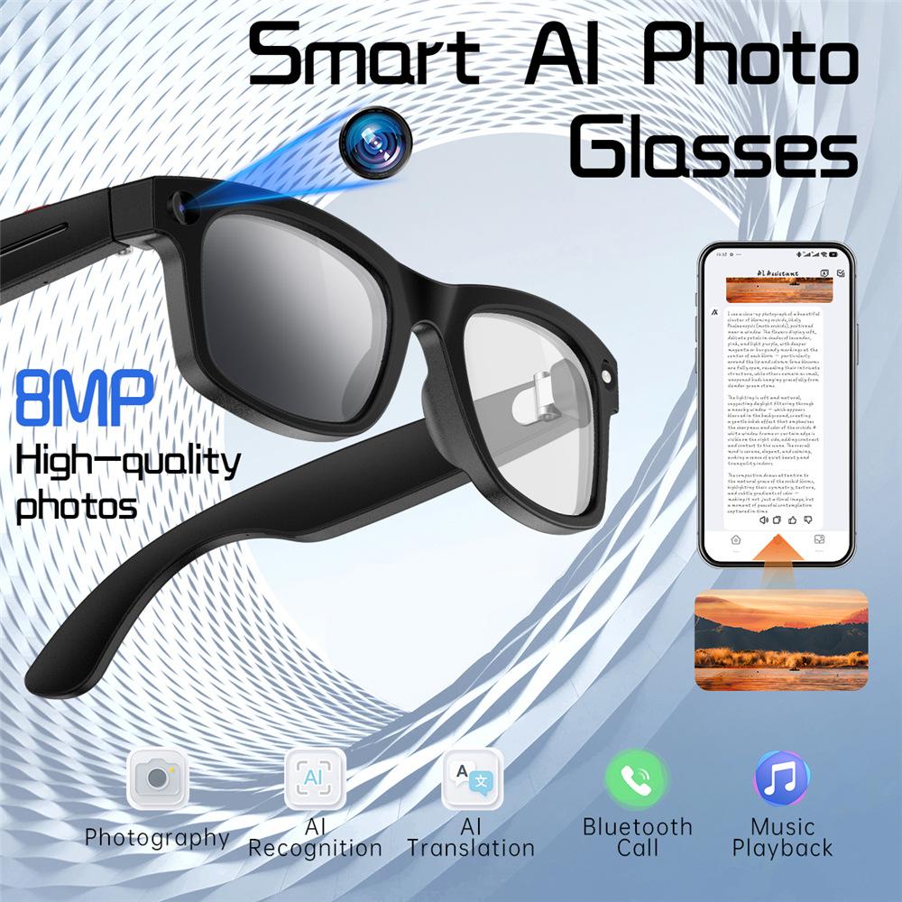 S2 Max smart glasses, AI translation, 500W pixel, camera and video recording, Bluetooth calling, music conversation translation