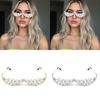 Half Frame Rhinestones Glasses Face Jewelry Crystal Eyeglasses Without Lens V Shape Rhinestones Sunglasses for Women Men