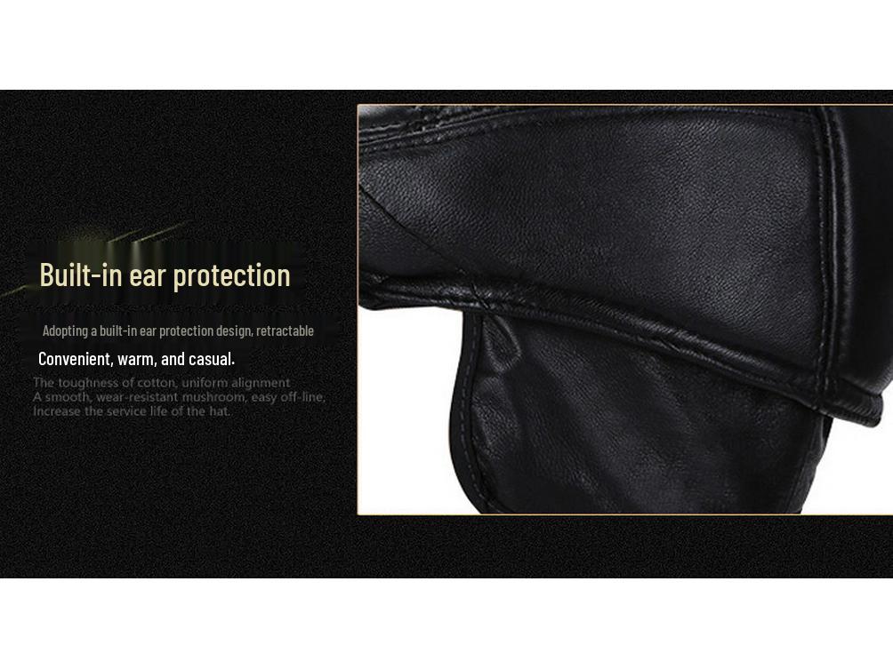 Haining Genuine Leather Sheepskin Men's Winter Beret with Ear Protection