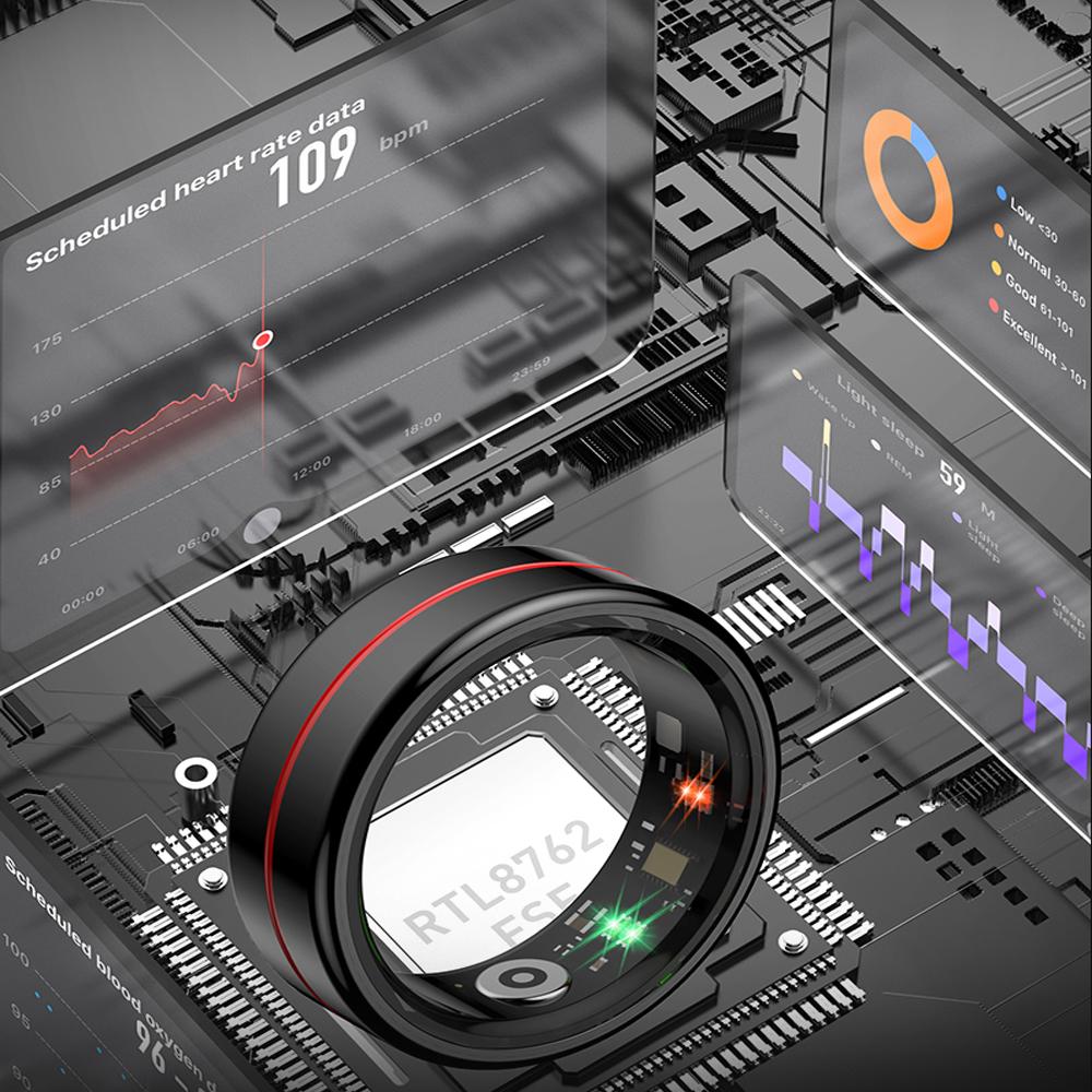 Smart Ring Herzfrequenz Blutsauerstoff Blutdruckmessung Männer Frauen Fitness Tracker Sport IP68 Wasserdicht Bluetooth Ring