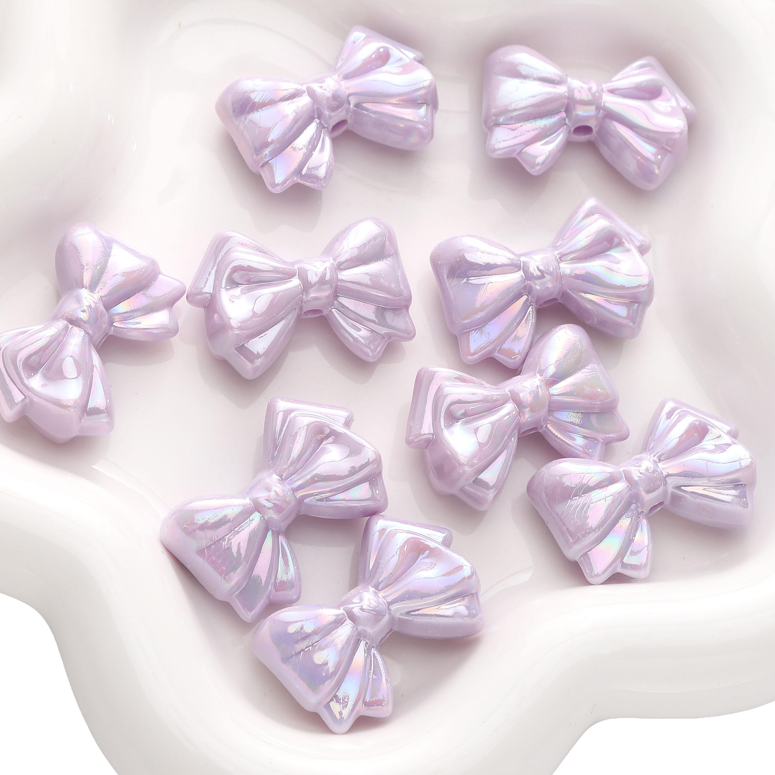 

2/10 шт. акриловые бусины-бантики цвета AB, разбросанные бусины для самостоятельного изготовления браслетов, ожерелий и ювелирных изделий 31x21mm 2pcs фиолетовый