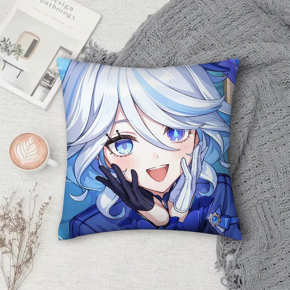Genshin Impact Furina Pillow Case Square DoubleSided Printing Sofa Cushion Cover Pillowcase Bedroom Bedside