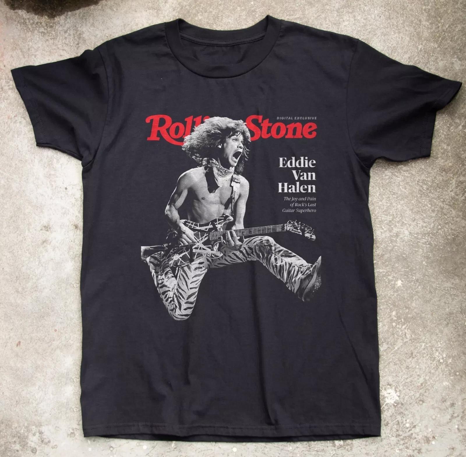 

Eddie Van Halen Rolling Stone Guitarist Rock Music Black Unisex T-Shirt S