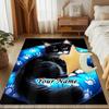 1PC Custom Name Cat Blue Cushion Theme Floor Mat Ideal for Living Room, Game Rooms, Office, Bedroom,Floor Mat Playful Design