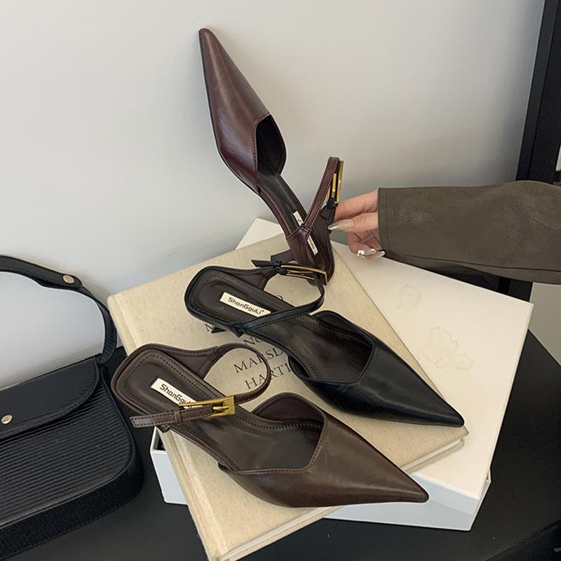 Fashion Summer Cover Toe Women Slippers Fashion Singbacks Mules Shoes Ladies Elegant Thin Heel Stripper Party Sandalias