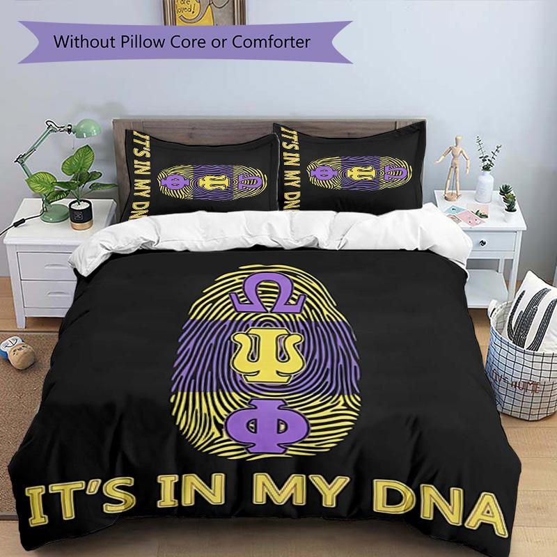 3pcs Omega Psi Phi logo1 pattern bedding set duvet cover set includes duvet cover &pillowcases, perfect all season bedroom decoration & gift