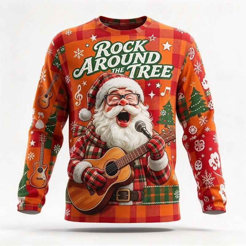Autumn Winter Christmas Long Sleeved T-shirt Snowman Print Cotton Comfort Tees Funny Xmas Festival Party Top Casual Gift for Men