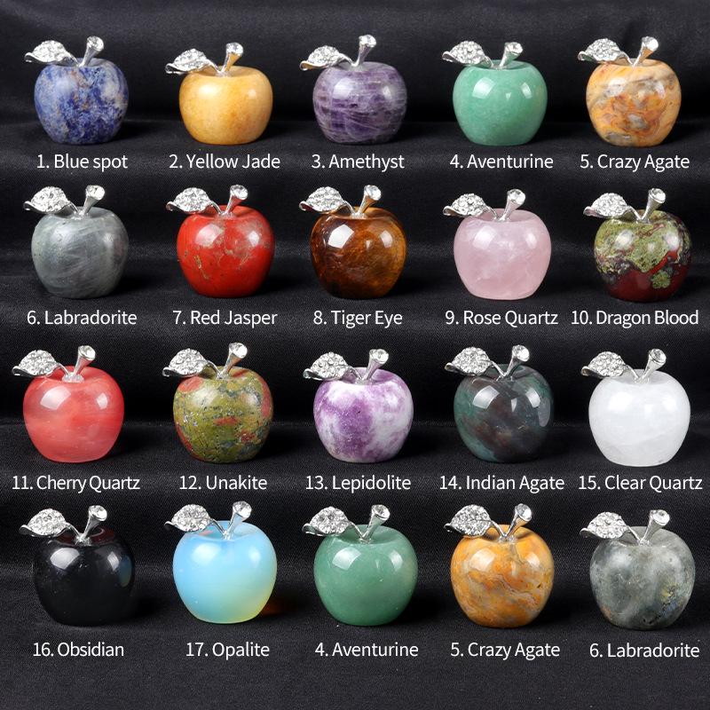 1742-30mm Big Apple Natural Crystal Stone Ornament for Christmas
