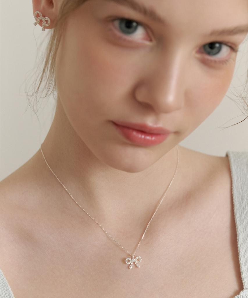 Tatiana (Silver 925) Cubic Ring Ribbon Necklace Nz2176