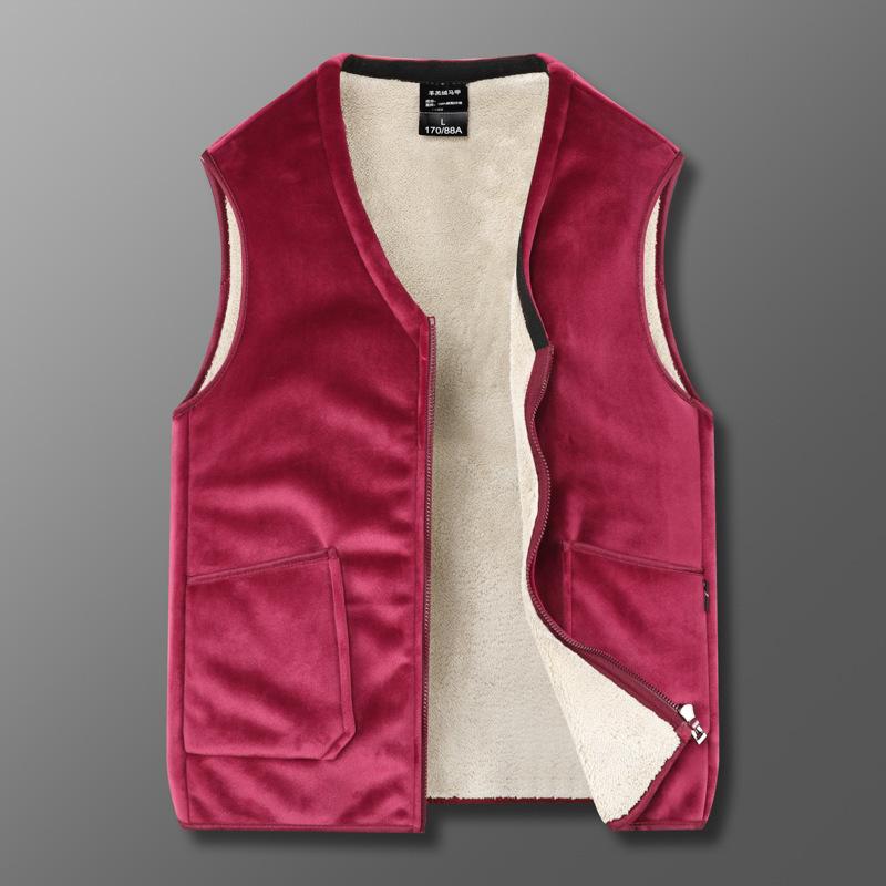 Men's Winter Hooded Warm Vest Lined with Fleece Solid Color Casual Vest Zipper Casual Warm Tops