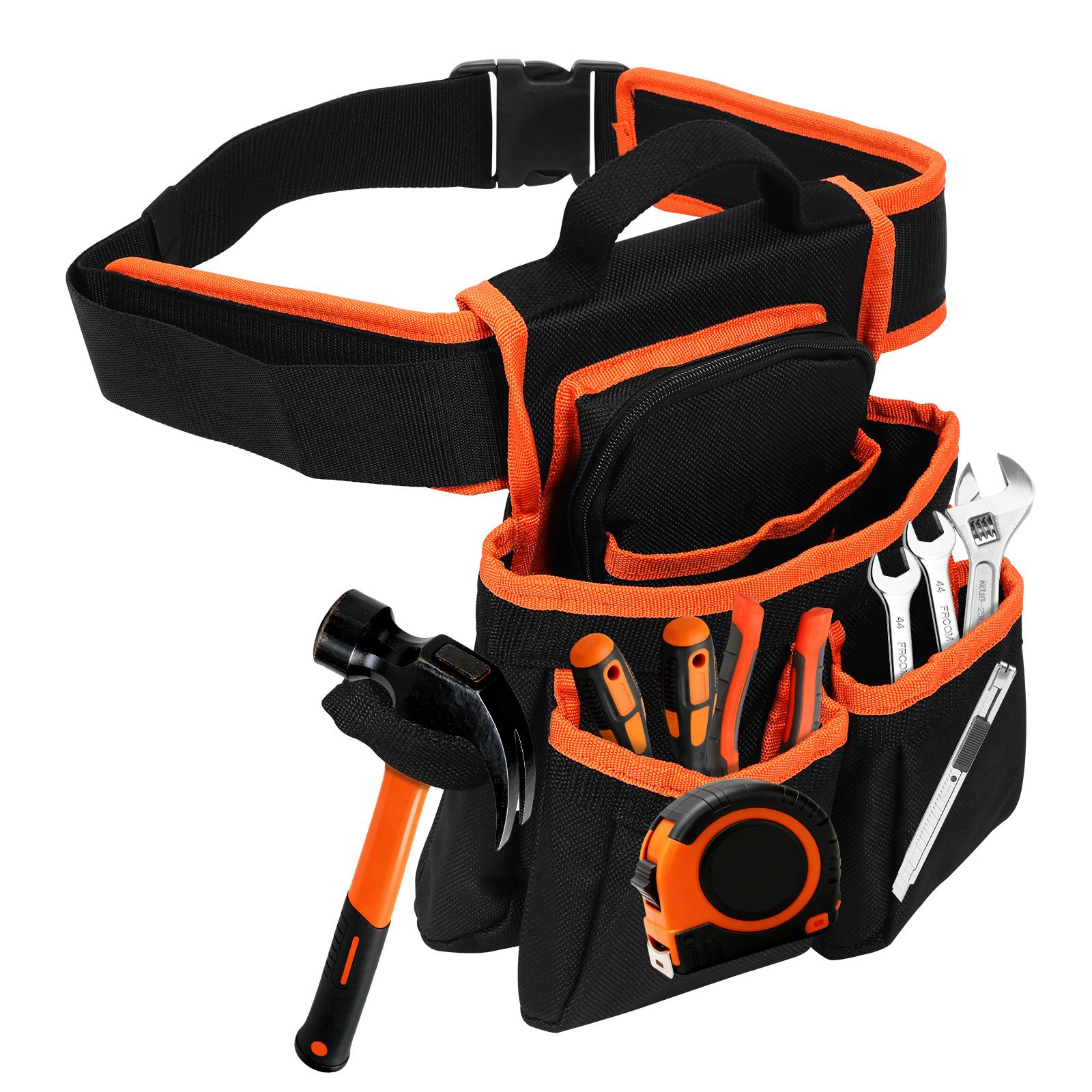 

Electrician Tools Bag with 5 Internal Pockets & Hammer Holder Multifunctional Adjustable Oxford Cloth Tool Belt for Carpenter