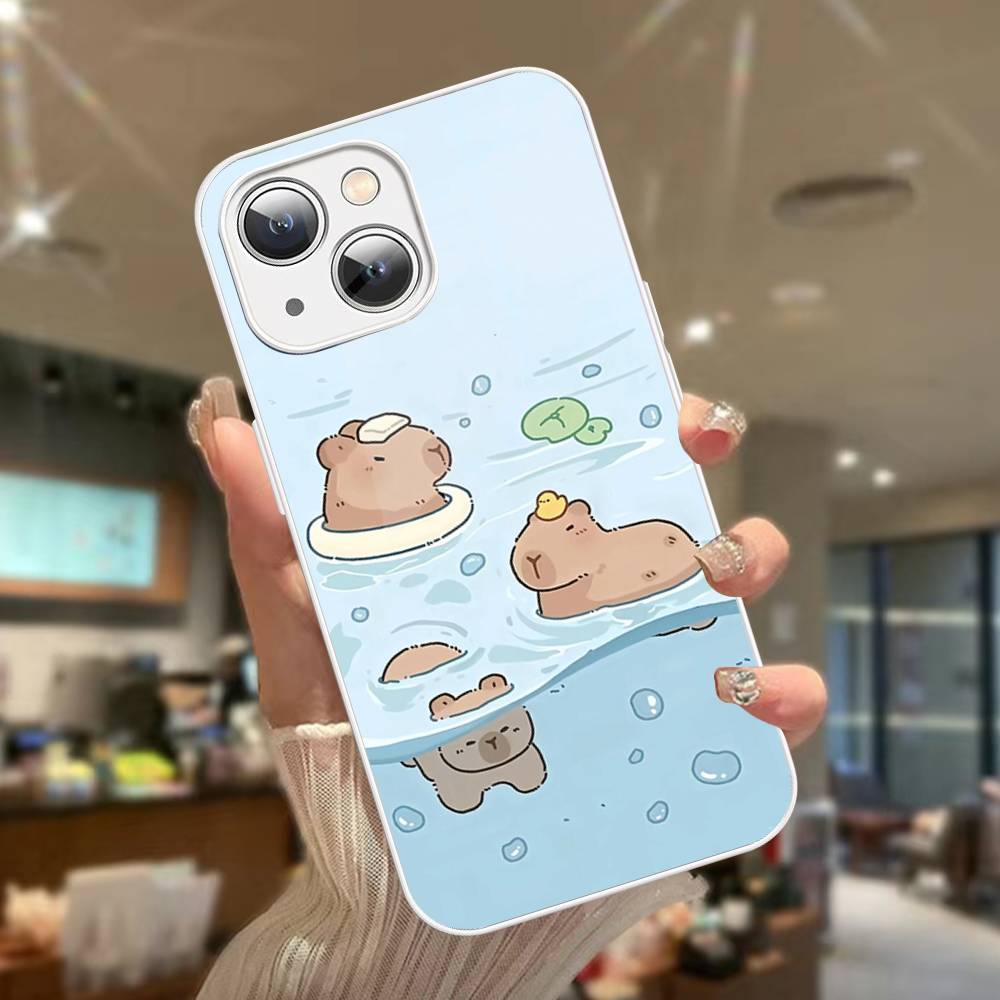 Cute Capybara For IPhone 14 13 12 Mini 11 Pro XS Max X XR 14 Plus Tempered Glass Cover