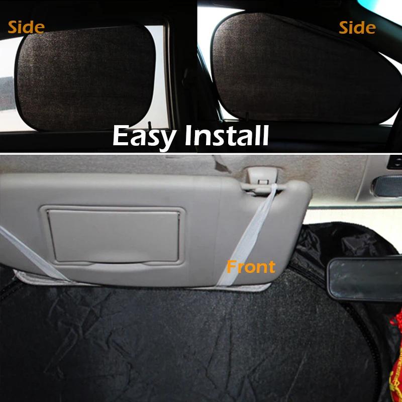 6Pcs Folding Silver Reflective Car Windshield Window Sun Shade Visor Shield Cover Suction Cup Sunshield Sunscreen Curtain Tools