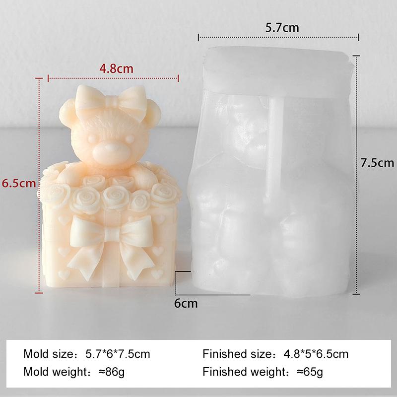 Presentförpackning Fluga Nalle Silikonljusform DIY Alla hjärtans dag-presenter Aromgipsformar Handgjorda tvål Söt nalleform Form