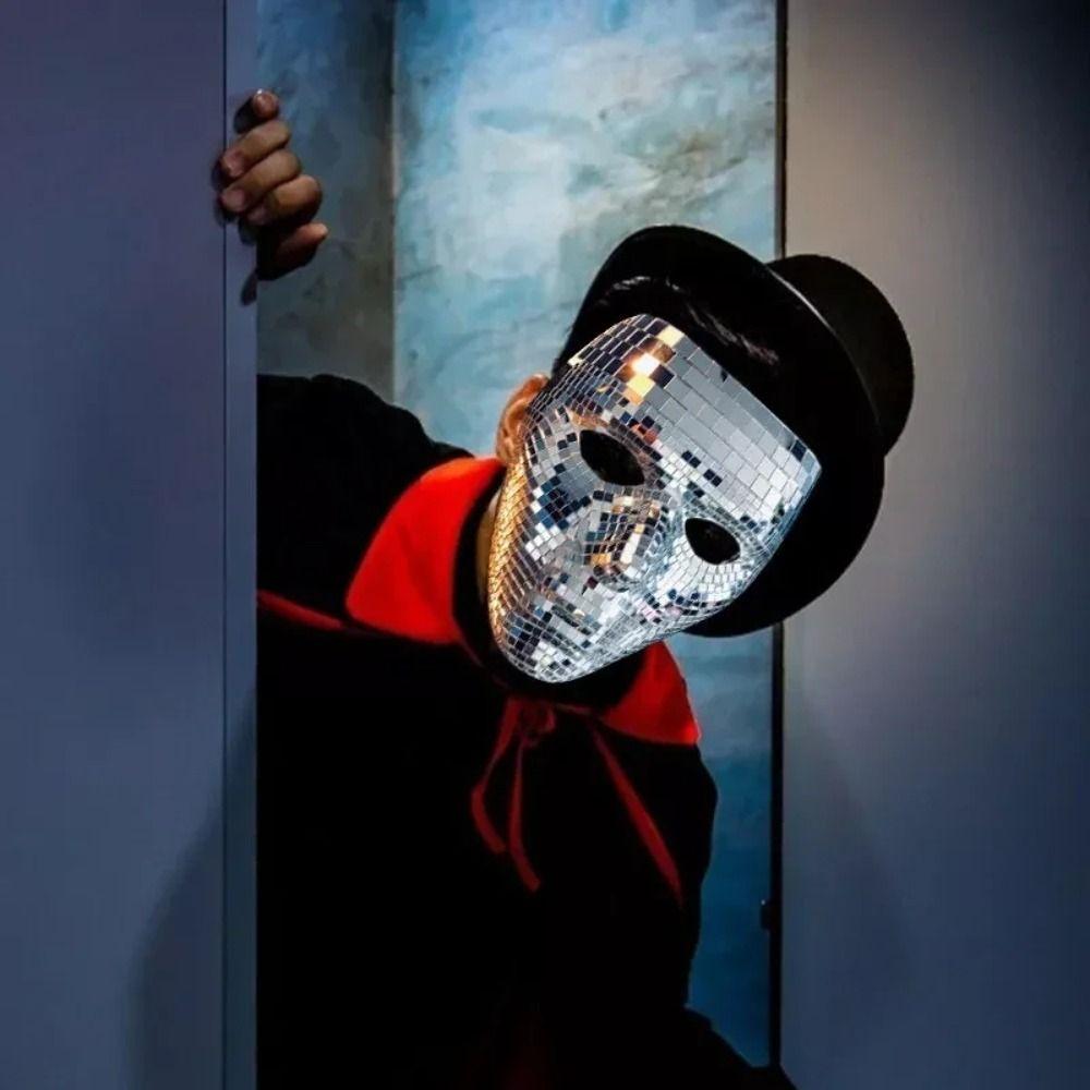 Male Adult Night Club Mask Masquerade Home DJ Decor Creative Ball Glitter Mirror Face Mask Gift