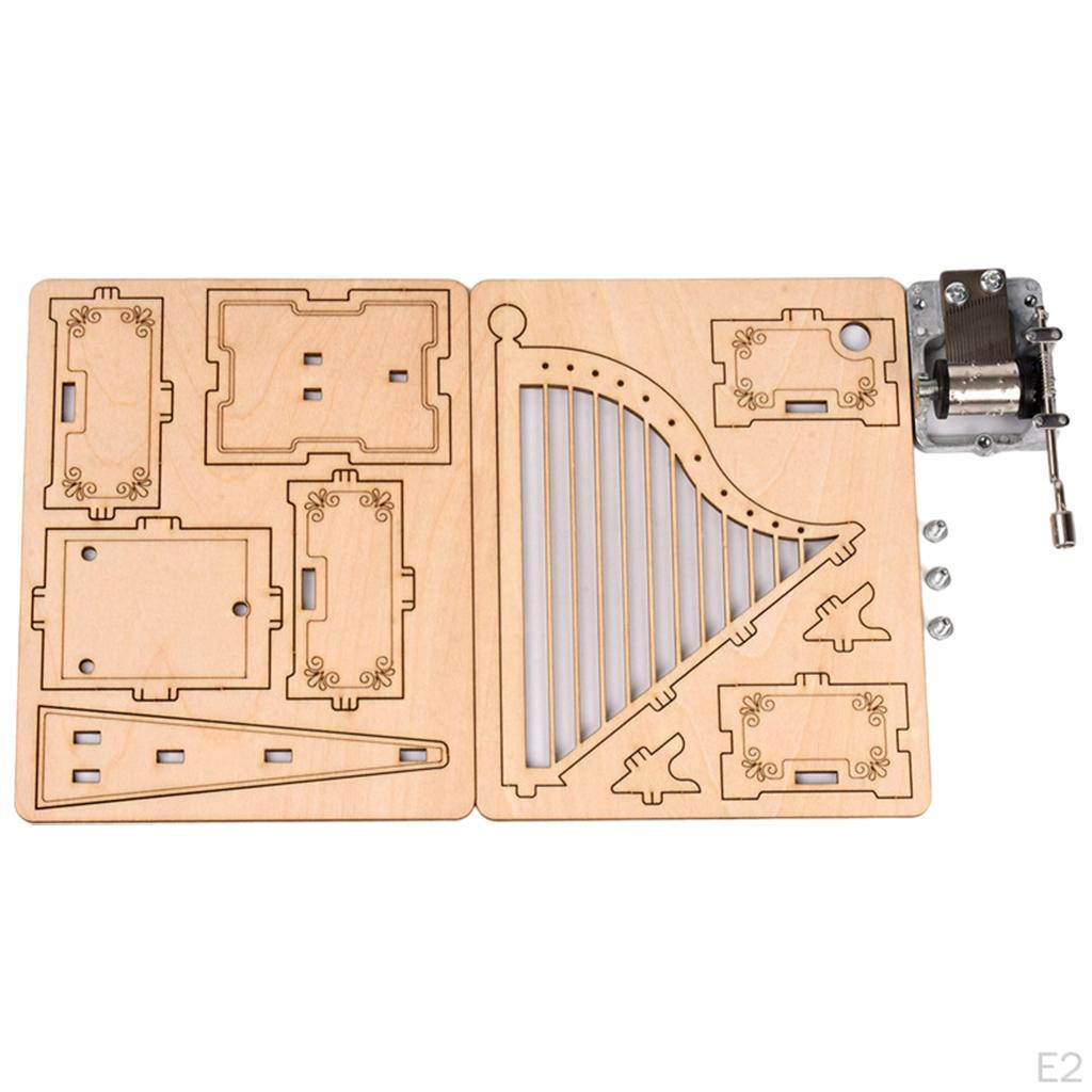 Carillon in legno a forma di arpa Regali puzzle musicali 3D fai-da-te per bambini adulti