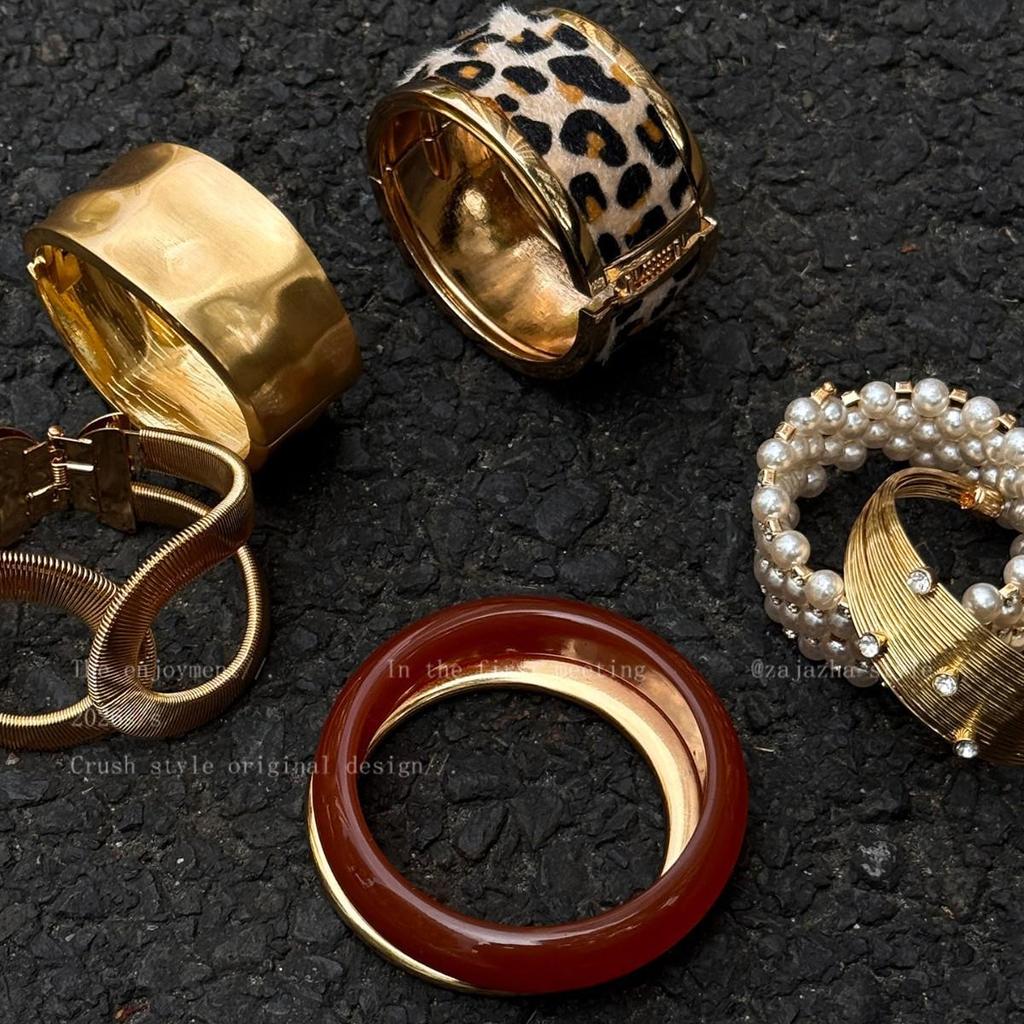 Exaggerated Irregular Metal Open Bangle - European American Fashion Statement, Light Luxury, High-End Bracelet.