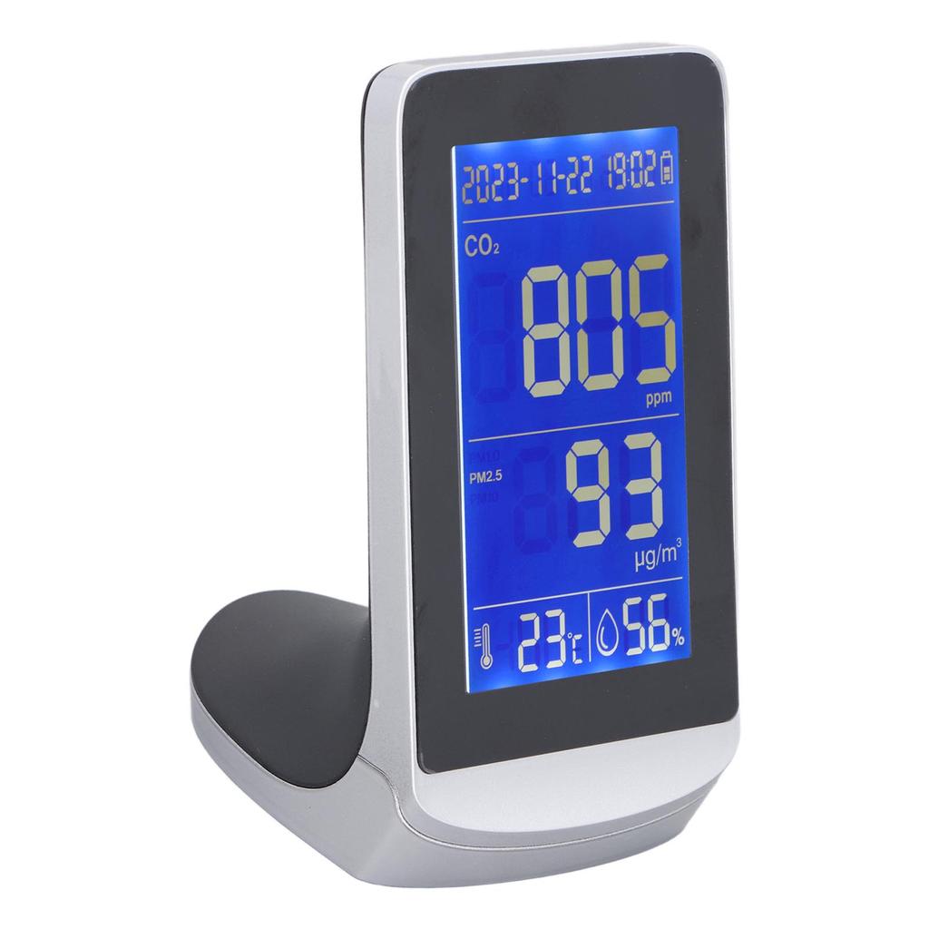 Air Quality Monitor Digital Display CO2 PM1.0 2.5 10 Temperature Humidity Detector with Low Battery Warning