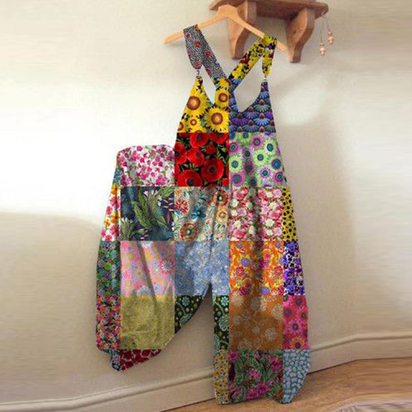 

Женский модный свободный повседневный комбинезон с широкими штанинами и принтом больших размеров на спине S жёлтый