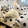 Thickened Milk Fleece Bed Four-Piece Set, Lamb Fleece Quilt Cover, Coral Velvet Bedding, Women'S Bed Sheet Three-Piece Set