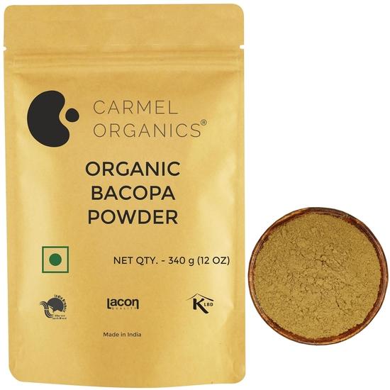 CARMEL ORGANICS Bacopa Monnieri 340 Gram Powder | Herbal Supplement for Focus, Memory & Stress Relief | Non-GMO | Neer Brahmi