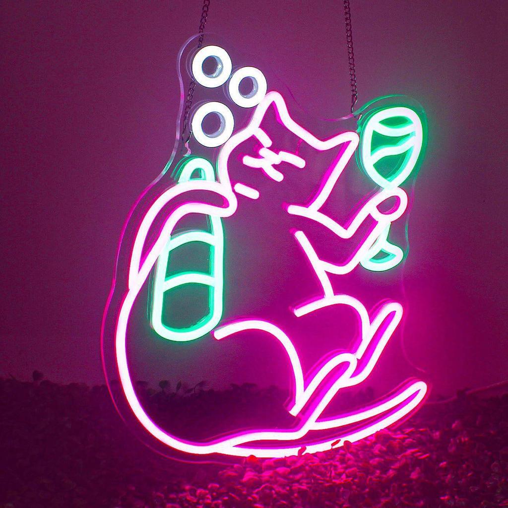 Neon Dachshund Bulldog Cat Skateboard LED USB Light