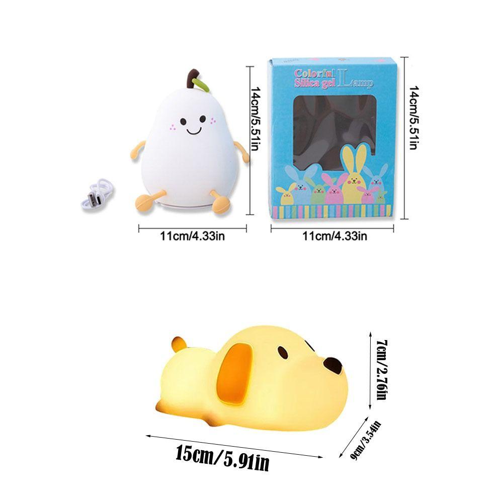 Cute Puppy/Pear Shape Patting Small Night Lamp Silicone Touch Sense Night Light Kids Sleep Light Desktop Decorations