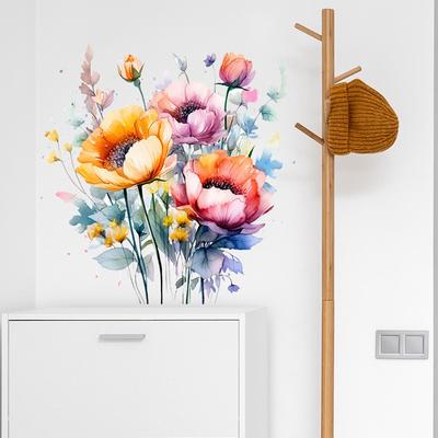 Beautiful Flower Wall Sticker Self-Adhesive Removable Decal for Living Room Bedroom Home Wall Decor