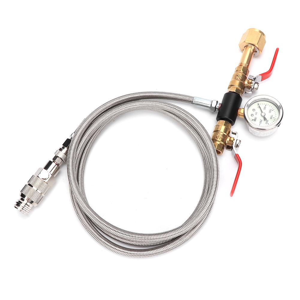 Adaptor furtun de 1,8 m cu conector cu dublă supapă pentru umplere cu CO2 și manometru (W21.8?14)