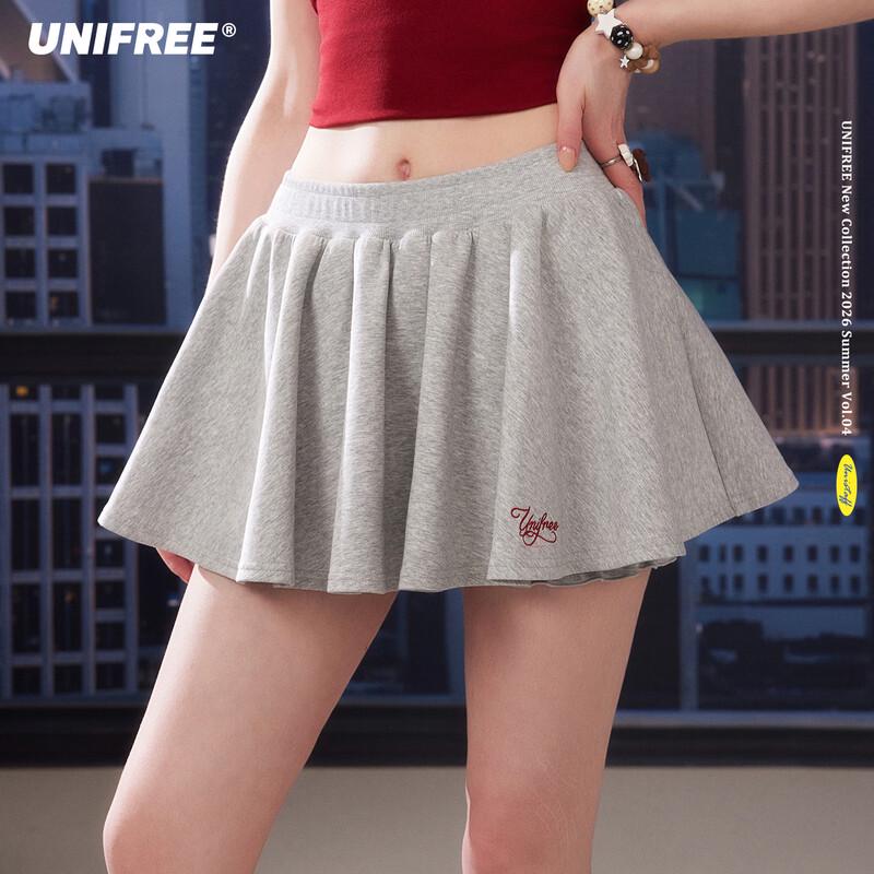 UNIFREE Sweet Cool Letter Embroidered A-Line Skirt L