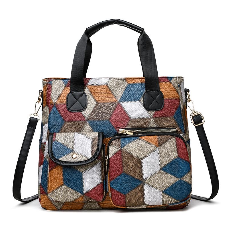 Retro bag, soft leather, fashionable fashion item, double pocket, single shoulder, diagonal cross bag