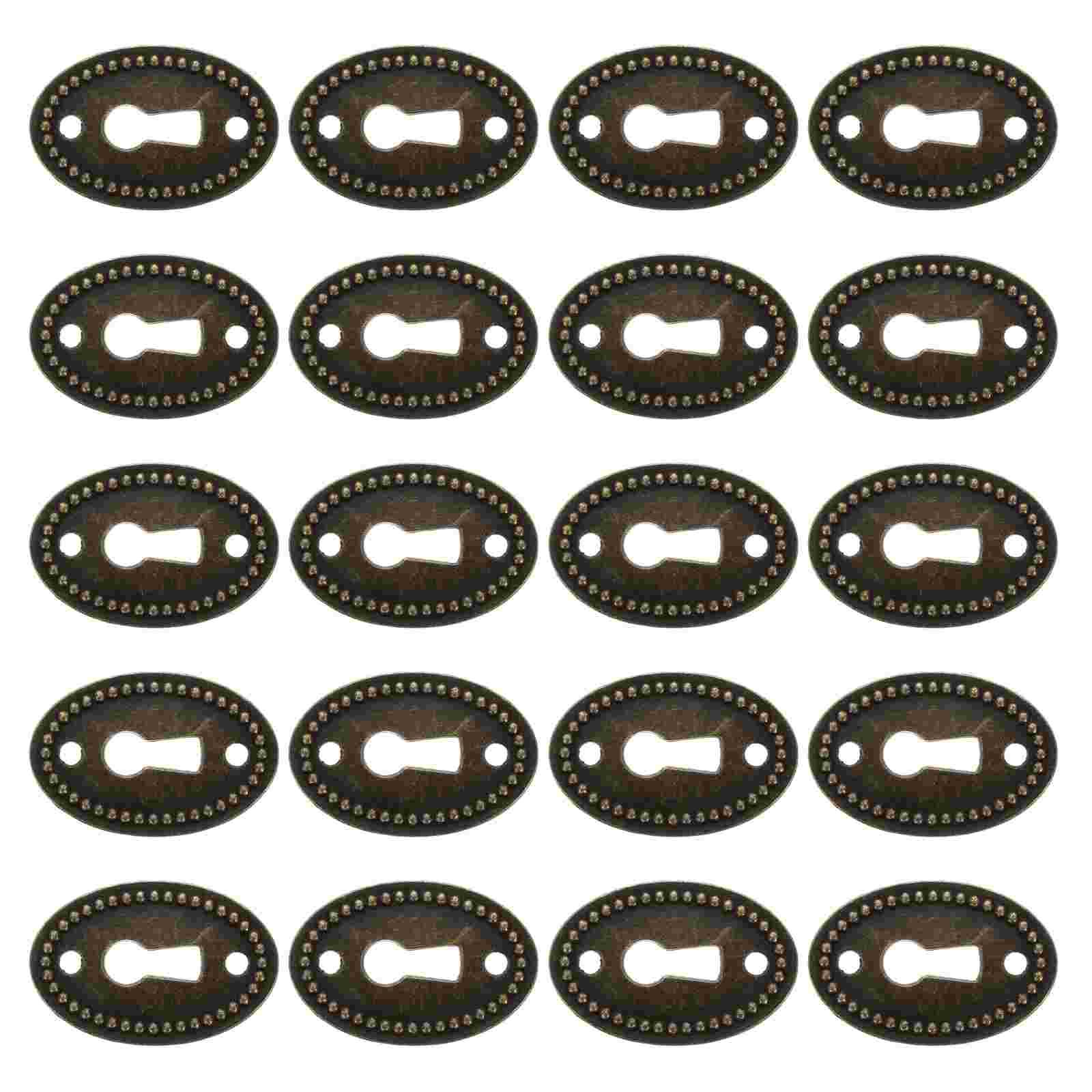 20 Pcs Key Drawer Trim Keyhole Plate Cover Insert Dressing Table Style Brass Finish Zinc Alloy Oval nero