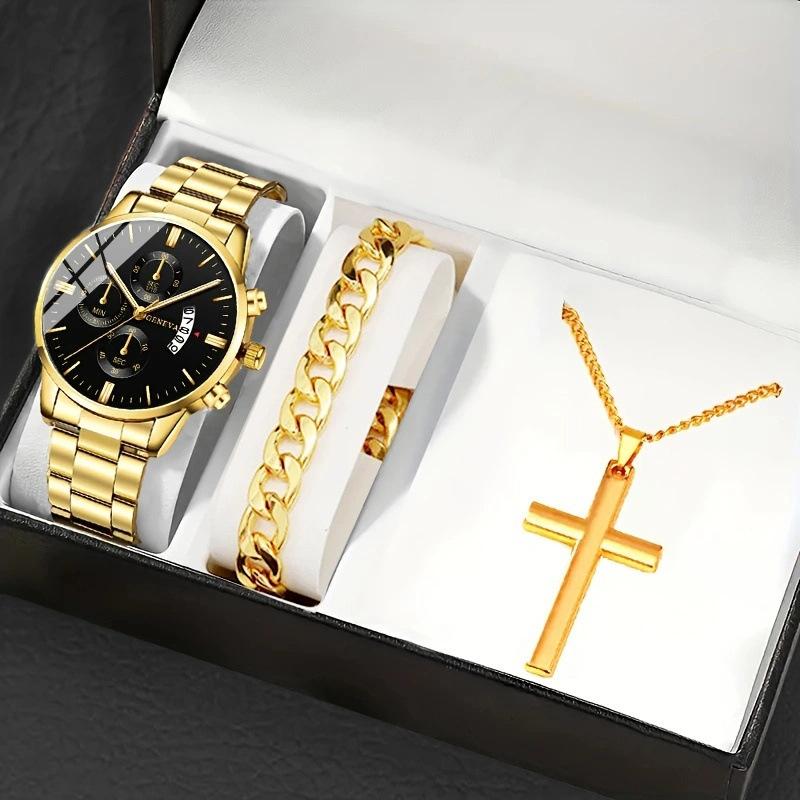 Watch 3-Piece Set Watch Men S Watch Steel Belt Watch Quartz Watch Fashion Sports Watch
