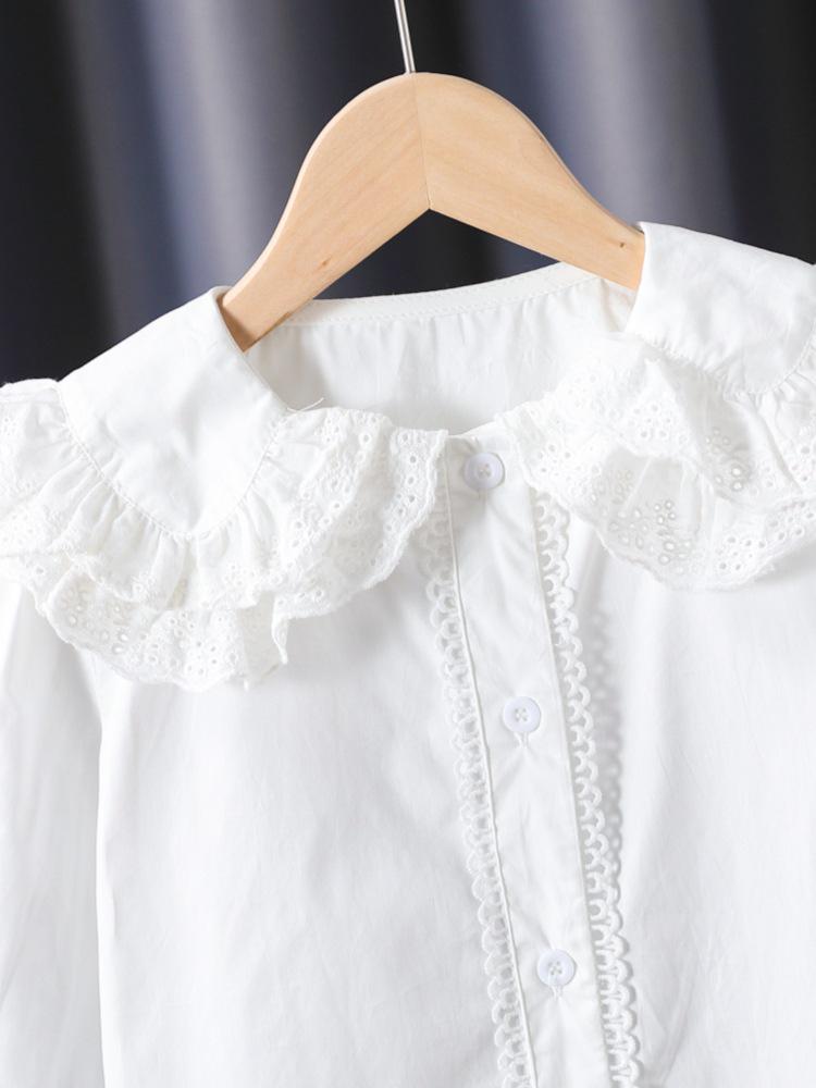 Premium Girls' 100% Cotton Long-Sleeve Shirt - School Style for Spring/Autumn 2026
