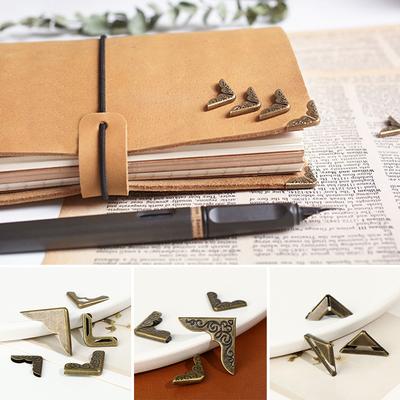 4Pcs Retro Cover Menus Decoration Book Corner Protector Scrapbook Accessories Photo Albums Metal Corners