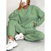 Women's Wear, Fried Dough Twists Stitching, Long Sleeves, Round Neck, Blouse, Leggings, Two-piece Set