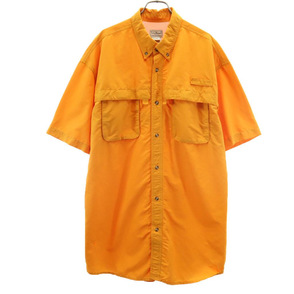 L.L.BEAN Short Sleeve Button-down Fishing Shirt XL Orange Outdoors Men's Used