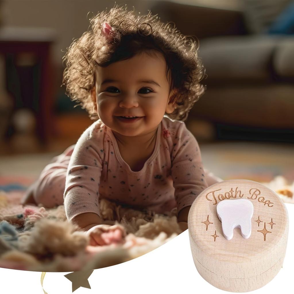 1pc Wooden Tooth Fairy Box - Unfinished Wood Keepsake for Baby Teeth, Hair & Memories, Home Decor & Birthday Gift